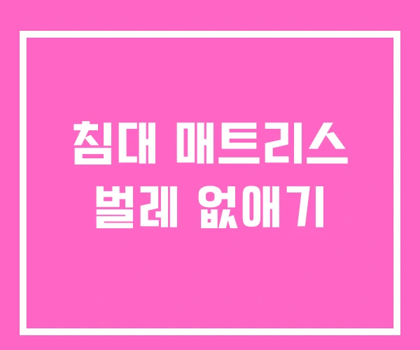 침대 매트리스 벌레 없애기