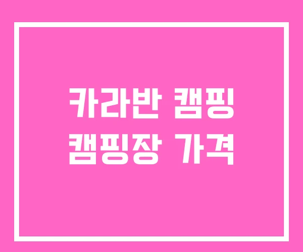 카라반 캠핑 캠핑장 가격