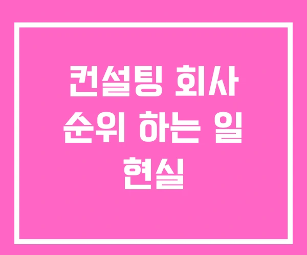 컨설팅 회사 순위 하는 일 현실 컨설팅 회사 순위 하는 일 현실