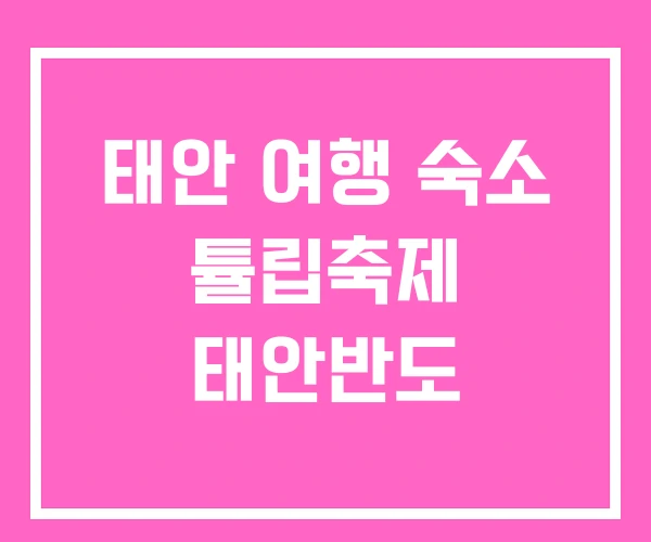 태안 여행 숙소 튤립축제 태안반도