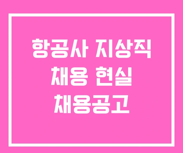 항공사 지상직 채용 현실 채용공고