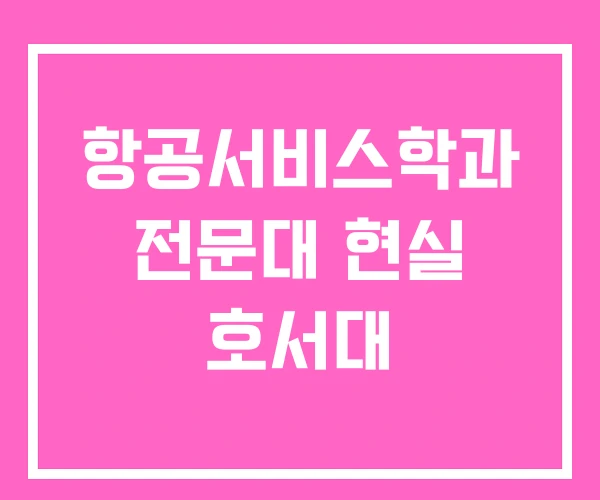 항공서비스학과 전문대 현실 호서대