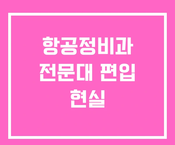 항공정비과 전문대 편입 현실