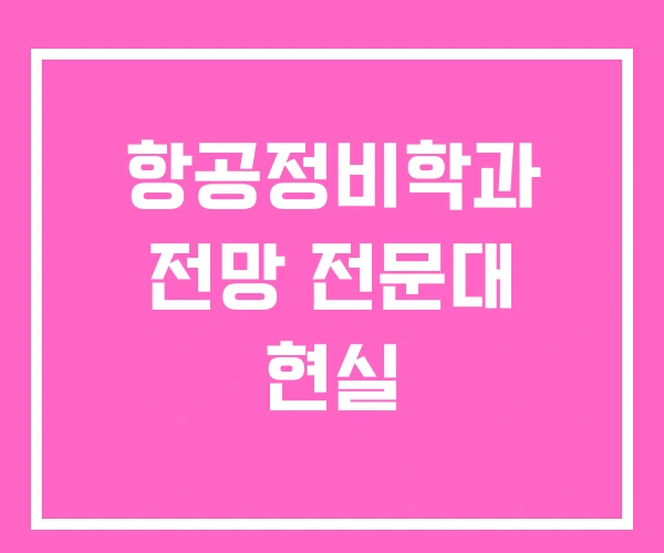 항공정비학과 전망 전문대 현실