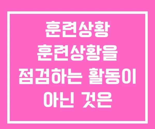 훈련상황 훈련상황을 점검하는 활동이 아닌 것은 무엇입니까